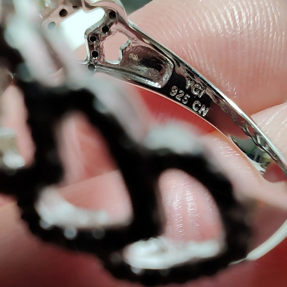 Macy's Black Spinel Multi-Heart Ring (5/8 ct. t.w.) in Sterling Silver Size 7 - Picture 7 of 10